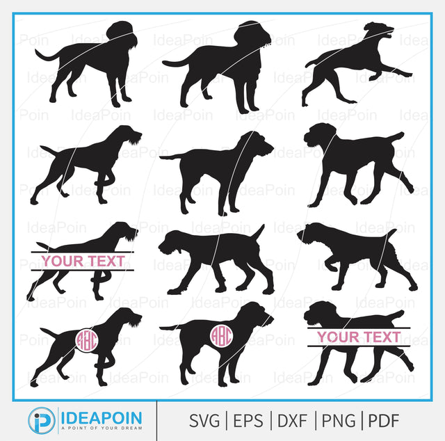 German Wirehaired Pointer svg, German Wirehaired svg, German Wirehaired Pointer Vector, Dog Breed Silhouette PNG, Hunting Dog svg SVG Dinvect 