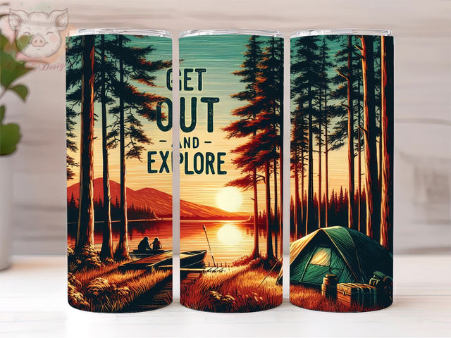 Get Out And Explore 20oz Tumbler Png, Straight & Tapered Tumbler Png, Camping Tumbler Png, Digital Download PNG Sublimation Lara' s Designs 