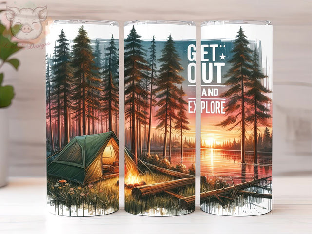 Get Out And Explore 20oz Tumbler Png, Straight & Tapered Tumbler Png, Camping Tumbler Png, Digital Download PNG Sublimation Lara' s Designs 