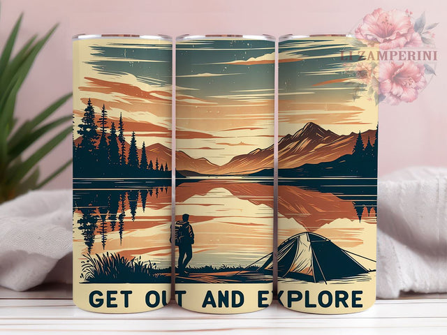Get Out and Explore 20oz Tumbler Wrap PNG, Camping Tumbler Png, Straight & Tapered Tumbler Wrap, Instant Digital Download Sublimation Li Zamperini 