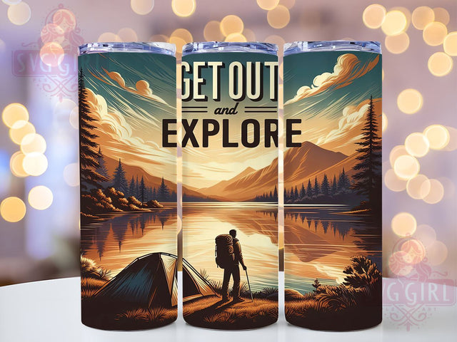 Get Out and Explore 20oz Tumbler Wrap Sublimation Design, Straight Tapered Tumbler Wrap, Camping Tumbler Png, Instant Digital Download Sublimation SvggirlplusArt 