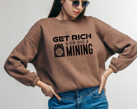 Get Rich Or Die Mining Funny ASIC Crypto Bitcoin Vector T-shirt Design Ai Png Svg Files, Cryptocurrency Ethereum Dogecoin svg files SVG DesignDestine 