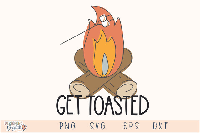 Get Toasted SVG file for Cricut, Funny Campfire Wine Tumbler, Sarcastic Camping PNG for Sublimation, Tshirts, Can Koozie, Can Cooler Design SVG Designing Digitals 