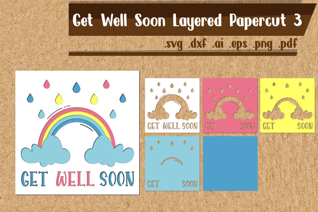 Get Well Soon Layered Papercut 3 3D Paper zafrans studio 