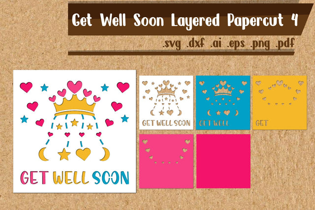Get Well Soon Layered Papercut 4 3D Paper zafrans studio 