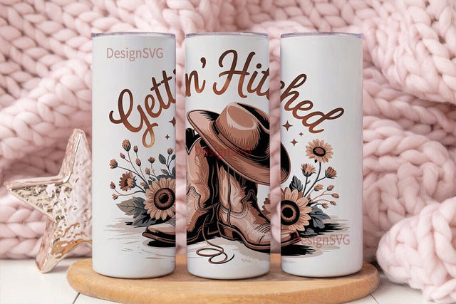 Gettin' Hitched 20oz Tumbler Wrap Sublimation DesignSVG 