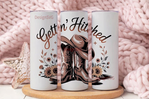Gettin' Hitched 20oz Tumbler Wrap Sublimation DesignSVG 