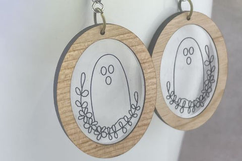 Ghost 2-Design Earrings Laser SVG File SVG Crafting With Brenna 