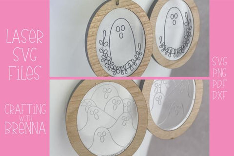 Ghost 2-Design Earrings Laser SVG File SVG Crafting With Brenna 