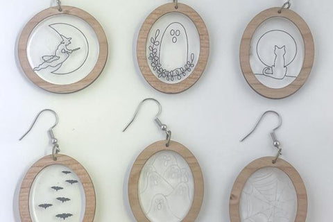 Ghost 2-Design Earrings Laser SVG File SVG Crafting With Brenna 