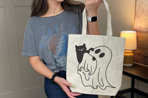 Ghost And Black Cat SVG, Cute Halloween SVG, Boo SVG, Spooky Black Cat svg, Funny Ghost Clipart, Files for Cricut, Silhouette File, Vectors SVG DesignDestine 