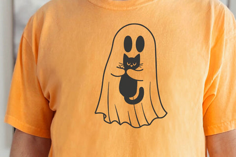 Ghost And Black Cat SVG, Cute Halloween SVG, Boo SVG, Spooky Black Cat svg, Funny Ghost Clipart, Files for Cricut, Silhouette File, Vectors SVG DesignDestine 