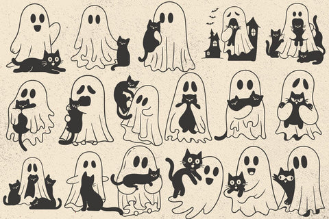 Ghost And Black Cat SVG, Cute Halloween SVG, Boo SVG, Spooky Black Cat svg, Funny Ghost Clipart, Files for Cricut, Silhouette File, Vectors SVG DesignDestine 