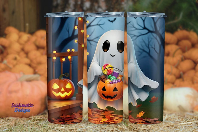 Ghost and Candy Halloween Tumbler Wrap | Halloween Tumbler Wrap for Sublimation Sublimation Sublimatiz Designs 