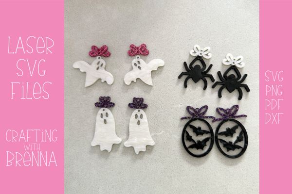 Ghost and Spider Earrings Bundle Laser SVG File SVG Crafting With Brenna 