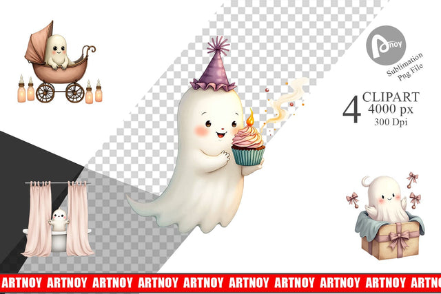 Ghost Baby Shower Clipart Sublimation artnoy 