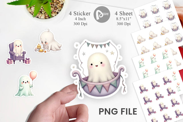 Ghost Baby Shower Sticker Sublimation artnoy 