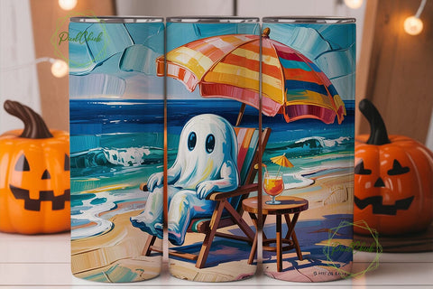 Ghost Beach Day 20oz Tumbler Wrap Sublimation PixelChick 