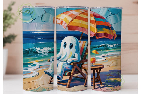 Ghost Beach Day 20oz Tumbler Wrap Sublimation PixelChick 
