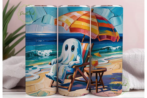 Ghost Beach Day 20oz Tumbler Wrap Sublimation PixelChick 