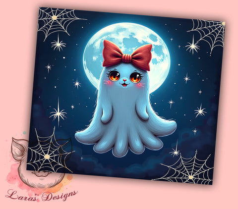 Ghost Bows Coquette 20 oz Skinny Tumbler Sublimation Design, Straight & Tapered Tumbler Png, Halloween Ghost Tumbler Png, Digital Download PNG Sublimation Lara' s Designs 
