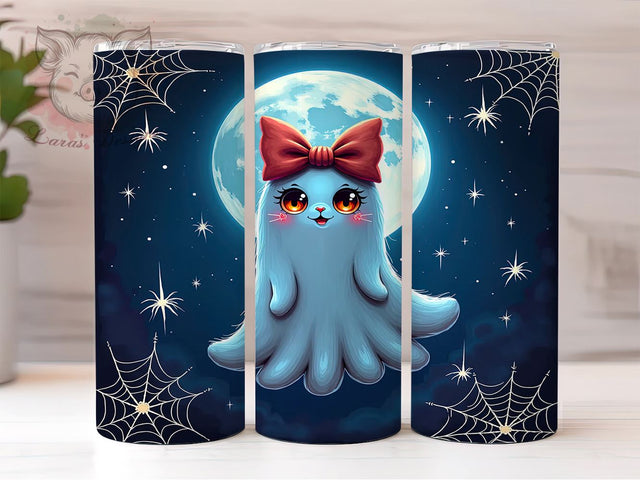 Ghost Bows Coquette 20 oz Skinny Tumbler Sublimation Design, Straight & Tapered Tumbler Png, Halloween Ghost Tumbler Png, Digital Download PNG Sublimation Lara' s Designs 