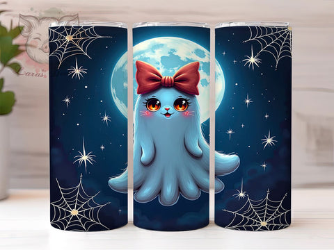 Ghost Bows Coquette 20 oz Skinny Tumbler Sublimation Design, Straight & Tapered Tumbler Png, Halloween Ghost Tumbler Png, Digital Download PNG Sublimation Lara' s Designs 