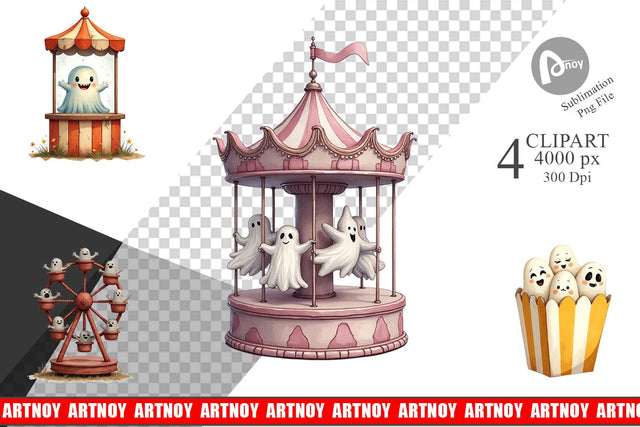 Ghost Carnival Toys Clipart Sublimation artnoy 