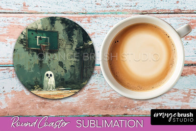 Ghost Coaster - Halloween Round Coaster Sublimation Design Sublimation OrangeBrushStudio 