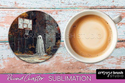 Ghost Coaster - Halloween Round Coaster Sublimation Design Sublimation OrangeBrushStudio 