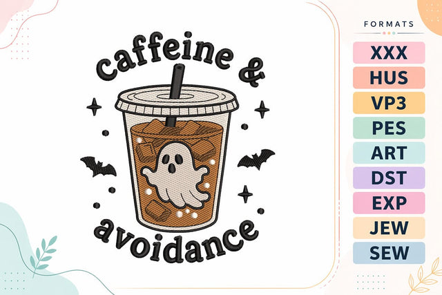 Ghost Coffee Embroidery Design | Cute Halloween Iced Drink Embroidery/Applique DESIGNS sg embroidery 