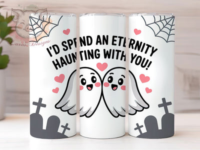 Ghost Couple Haunting Love Halloween Tumbler, Haunting Love Wrap, Halloween Romance Design, 20oz Sublimation Tumbler, Cute Spooky Drinkware, Eternal Love Ghosts, Halloween Couple Wrap Sublimation Lara' s Designs 