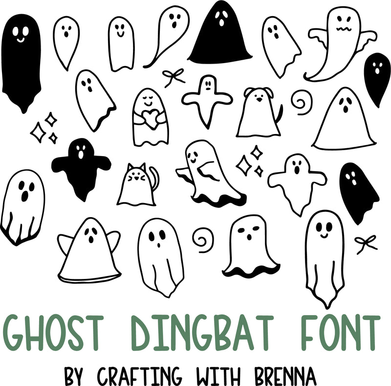 Ghost Dingbat OTF, Fonts for Crafting, Handwritten Font Font Crafting With Brenna 
