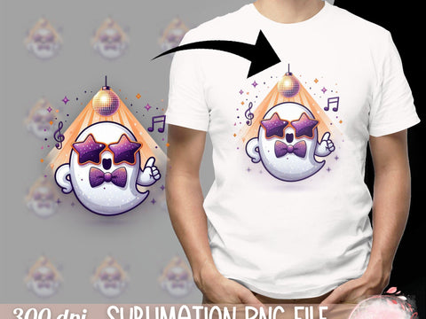 Ghost Disco Party Sublimation PNG, Halloween Ghost Clipart, Cute Ghost PNG Sublimation Luvleigh Digitals 