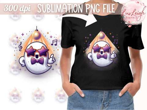 Ghost Disco Party Sublimation PNG, Halloween Ghost Clipart, Cute Ghost PNG Sublimation Luvleigh Digitals 