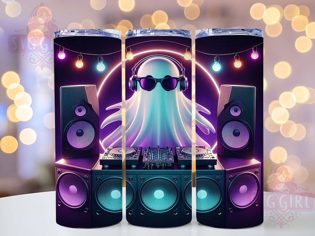 Ghost DJ Tumbler Spooky Halloween Tumbler, Spooky Halloween Wrap, Music Lover Cup, 20Oz Sublimation Tumbler, Haunted Party Drinkware, DJ Ghost Gift, Creepy Cute Wrap Sublimation SvggirlplusArt 