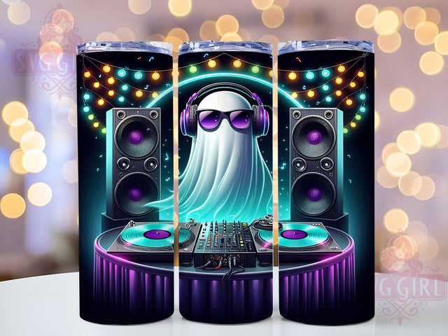 Ghost DJ Tumbler Spooky Halloween Tumbler, Spooky Halloween Wrap, Music Lover Cup, 20Oz Sublimation Tumbler, Haunted Party Drinkware, DJ Ghost Gift, Creepy Cute Wrap Sublimation SvggirlplusArt 