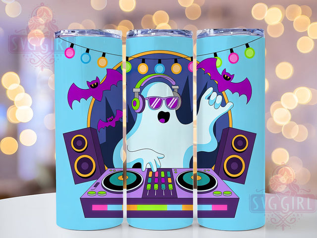 Ghost DJ Tumbler Spooky Halloween Tumbler, Spooky Halloween Wrap, Music Lover Cup, 20Oz Sublimation Tumbler, Haunted Party Drinkware, DJ Ghost Gift, Creepy Cute Wrap Sublimation SvggirlplusArt 