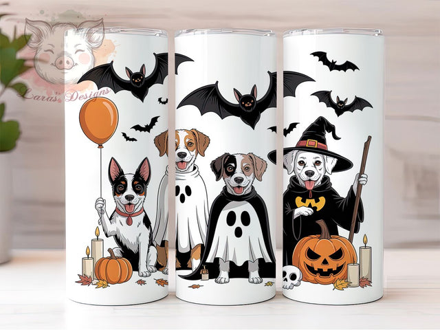 Ghost Dog Cute Pet Halloween 20Oz Tumbler, Halloween Pet Cup, 20Oz Sublimation Wrap, Spooky Dog Drinkware, Puppy Ghost Mug, Cute Pet Halloween Tumbler, Dog Lover Halloween Design Sublimation Lara' s Designs 