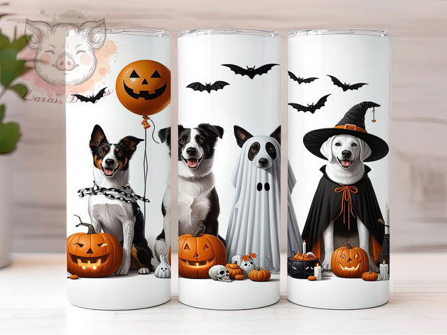 Ghost Dog Cute Pet Halloween 20Oz Tumbler, Halloween Pet Cup, 20Oz Sublimation Wrap, Spooky Dog Drinkware, Puppy Ghost Mug, Cute Pet Halloween Tumbler, Dog Lover Halloween Design Sublimation Lara' s Designs 