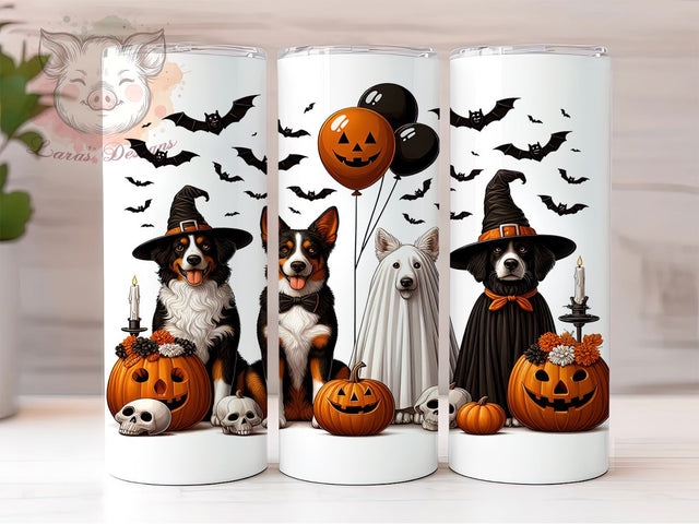 Ghost Dog Cute Pet Halloween 20Oz Tumbler, Halloween Pet Cup, 20Oz Sublimation Wrap, Spooky Dog Drinkware, Puppy Ghost Mug, Cute Pet Halloween Tumbler, Dog Lover Halloween Design Sublimation Lara' s Designs 