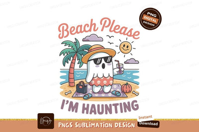 Ghost enjoying beach vacation palm Sublimation Designangry 