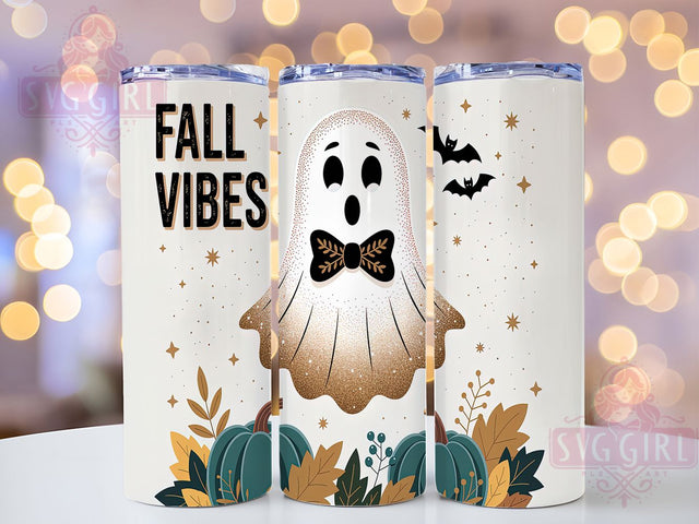 Ghost Fall Vibes Tumbler Wrap, Fall Tumbler Wrap, 20oz Skinny Tumbler, Fall Vibes Png, Sublimation Design, Cute Ghost Png, Tumbler Wrap Download Sublimation SvggirlplusArt 