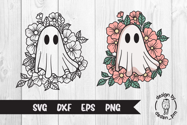 Ghost flowers, Pink ghost cute halloween SVG dadan_pm 