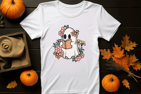 Ghost flowers, Reading ghost cute halloween SVG dadan_pm 