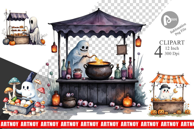 Ghost Food Stalls Clipart Sublimation artnoy 