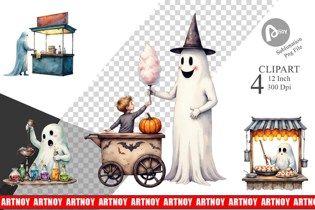 Ghost Food Stalls Clipart Sublimation artnoy 