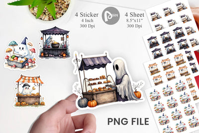 Ghost Food Stalls Sticker Sublimation artnoy 