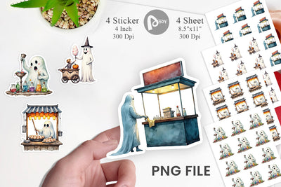 Ghost Food Stalls Sticker Sublimation artnoy 