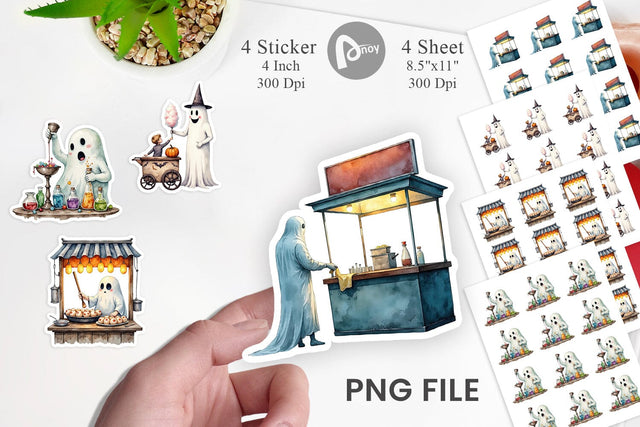 Ghost Food Stalls Sticker Sublimation artnoy 